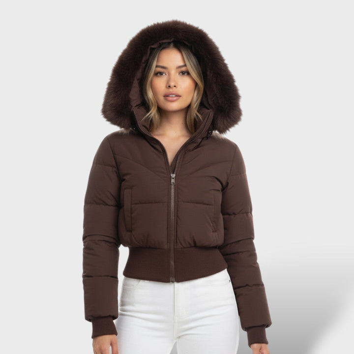 Chaqueta acolchada corta con capucha