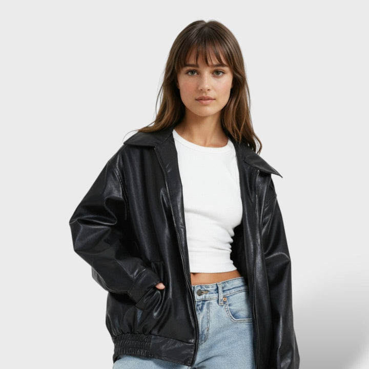 Chaqueta Elegante de Cuero Sintético Oversized