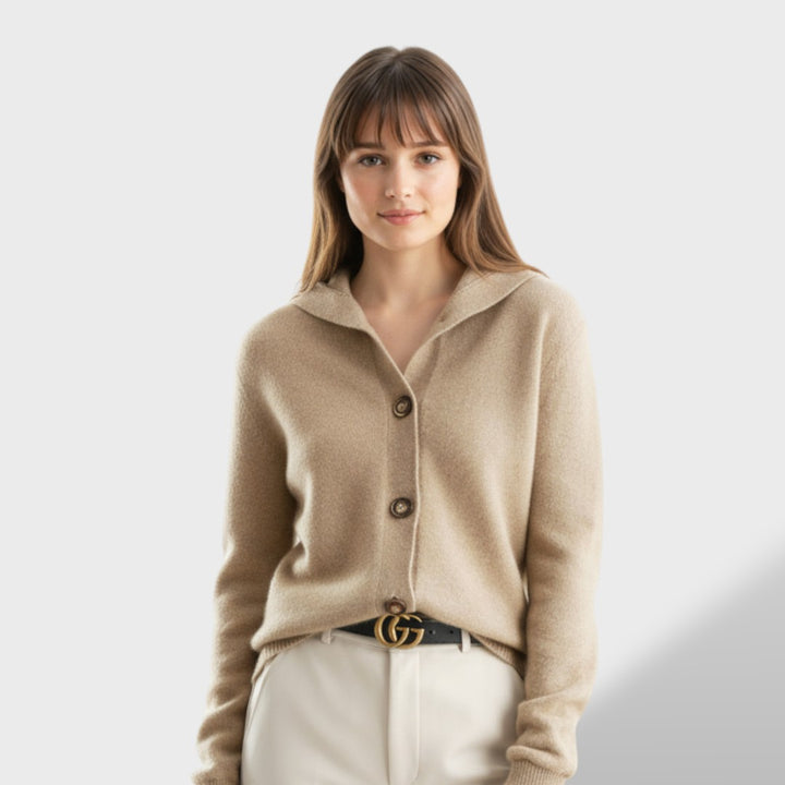 Cárdigan Mujer Elegante Cuello Alto con Botones Grandes
