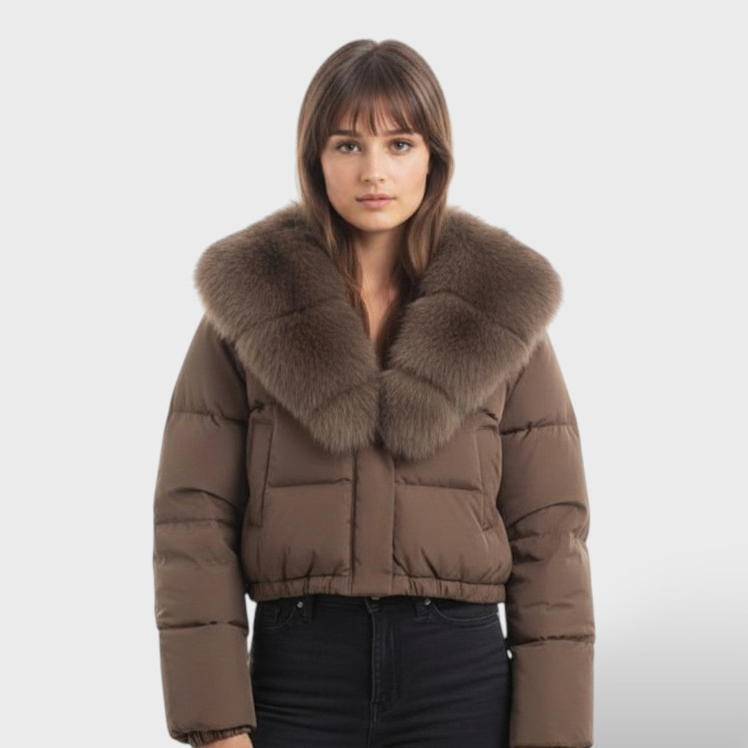 Chaqueta de Invierno Mujer con Cuello de Piel