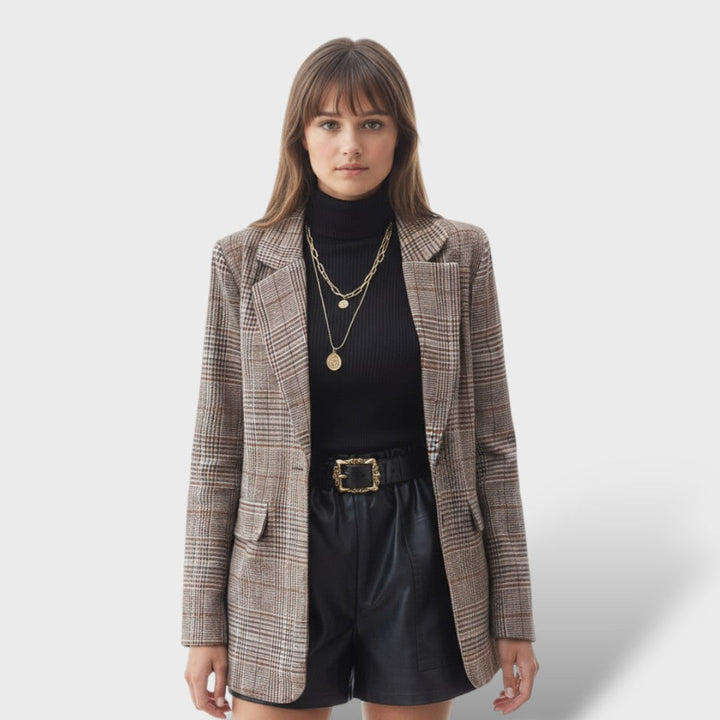 Blazer Relajado a Cuadros para Damas