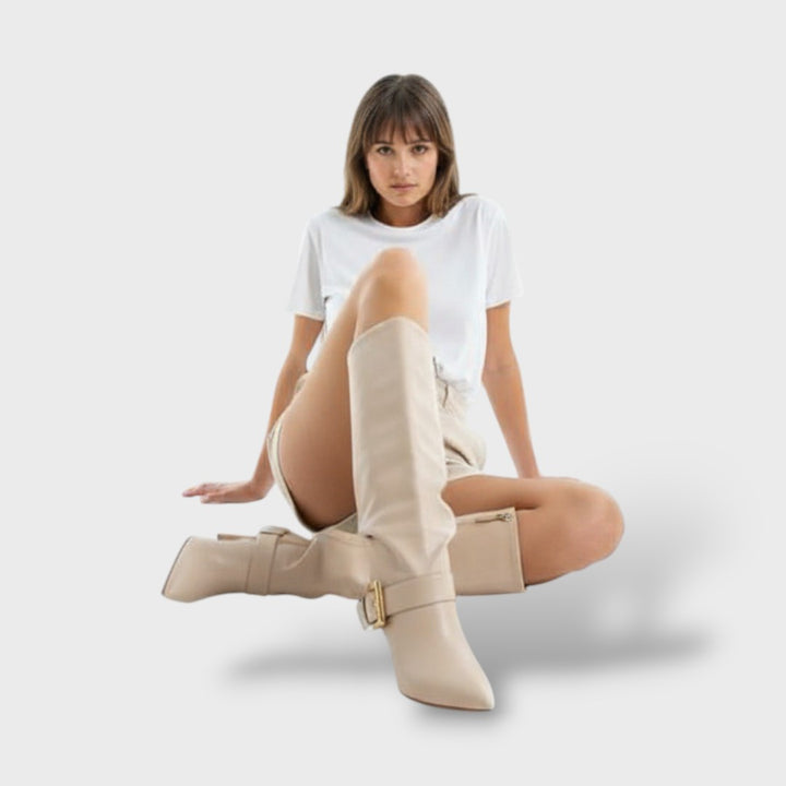 Botas Altas Mujer Tacón Fino con Hebilla