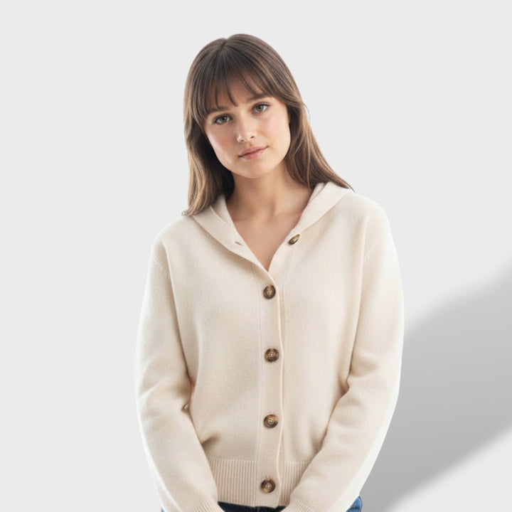 Cárdigan Mujer Elegante Cuello Alto con Botones Grandes