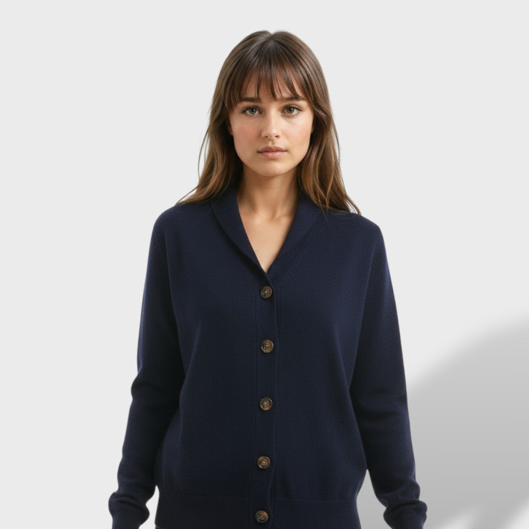 Cárdigan Mujer Elegante Cuello Alto con Botones Grandes