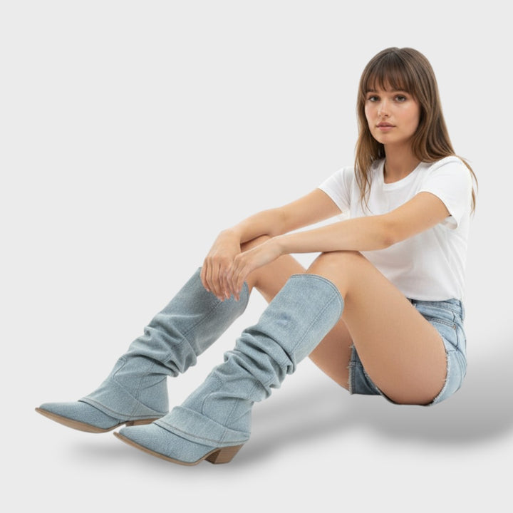 Botas Altas Vaqueras Mujer Denim