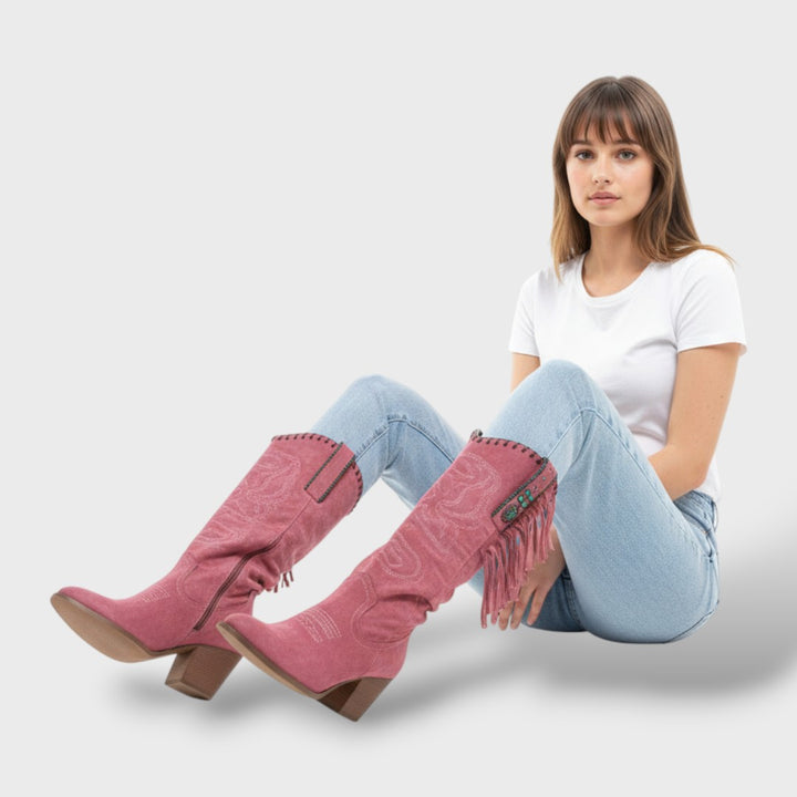 Botas Cowboy Altas – Tacón y Hebilla