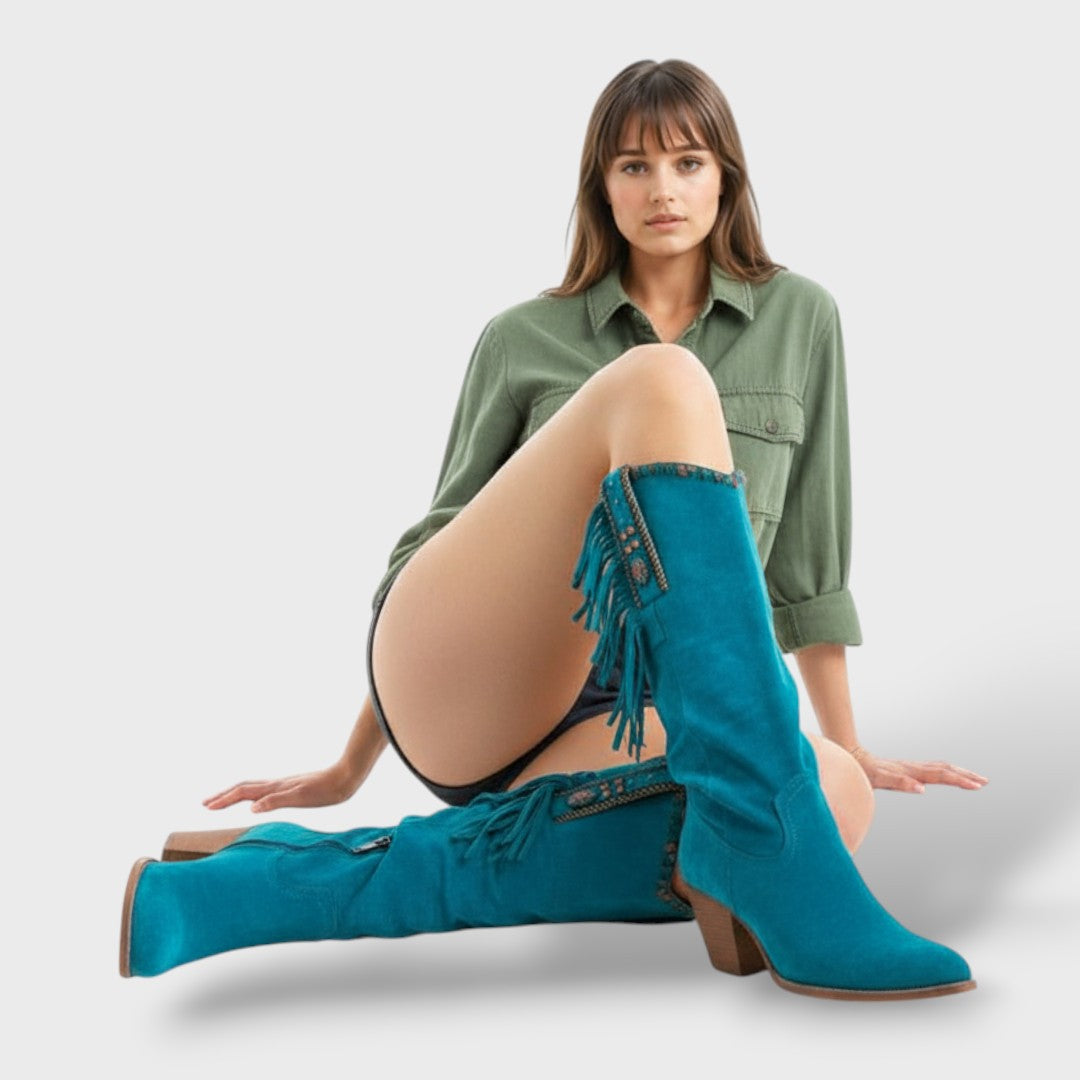 Botas Cowboy Altas – Tacón y Hebilla