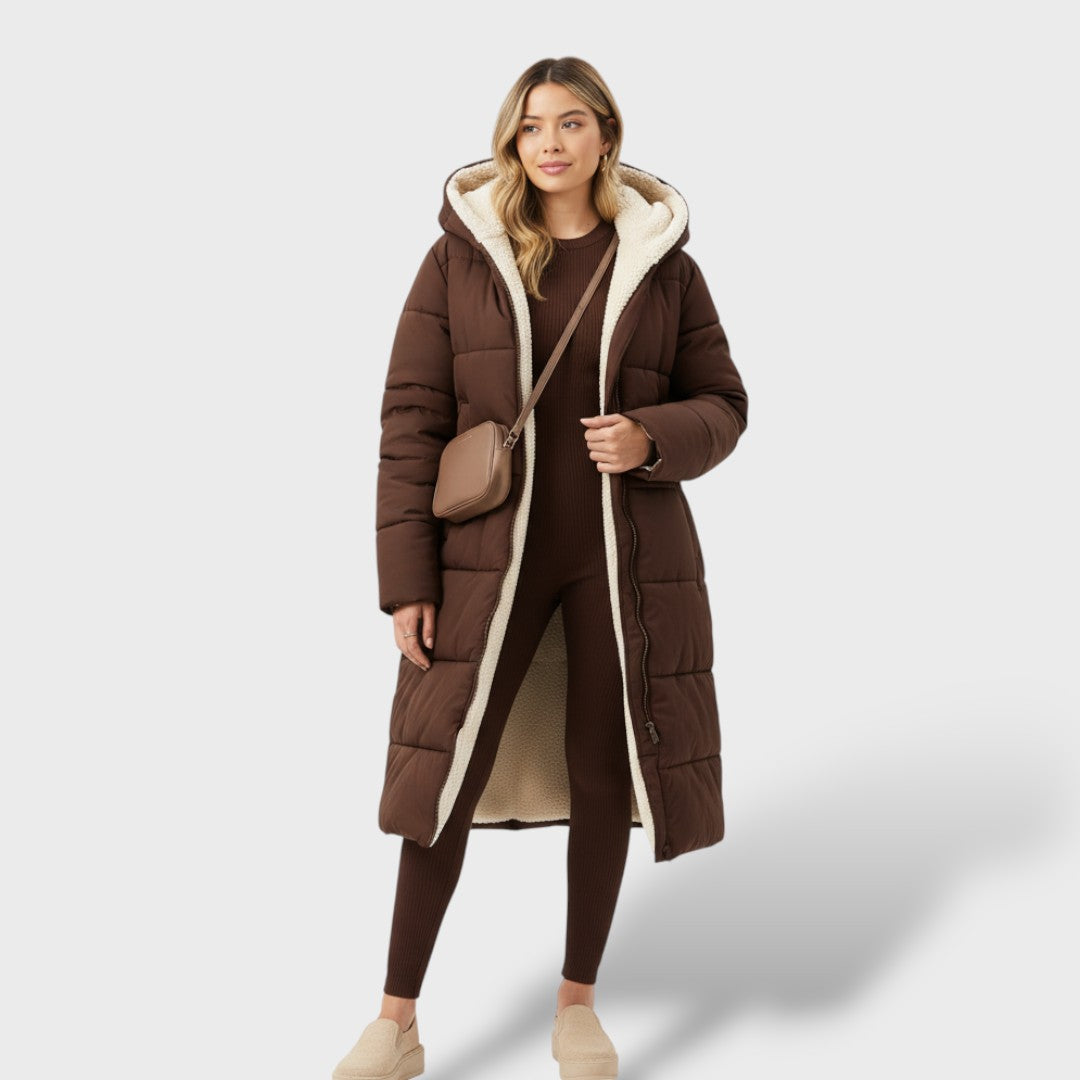 Abrigo reversible negro mujer invierno