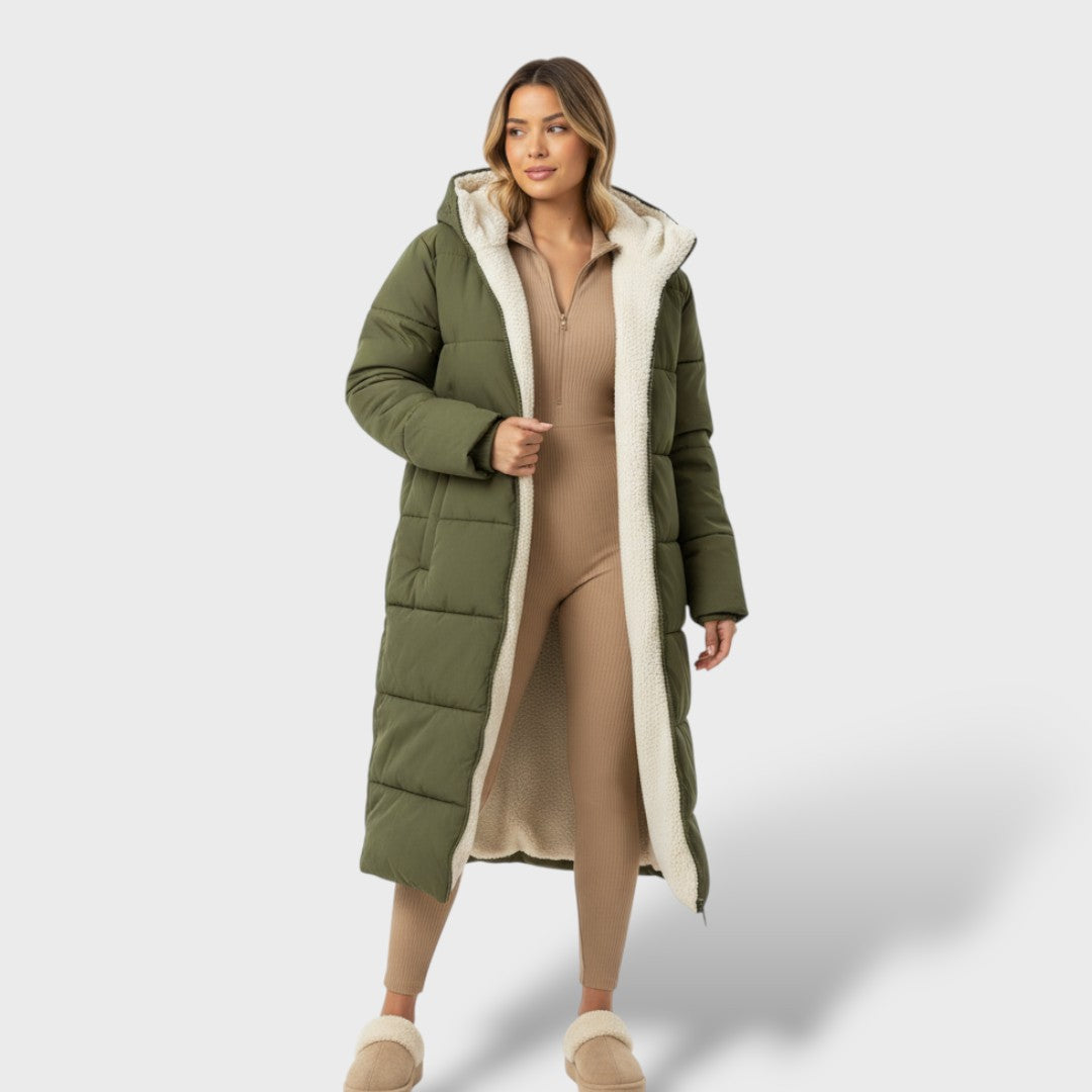 Abrigo reversible negro mujer invierno