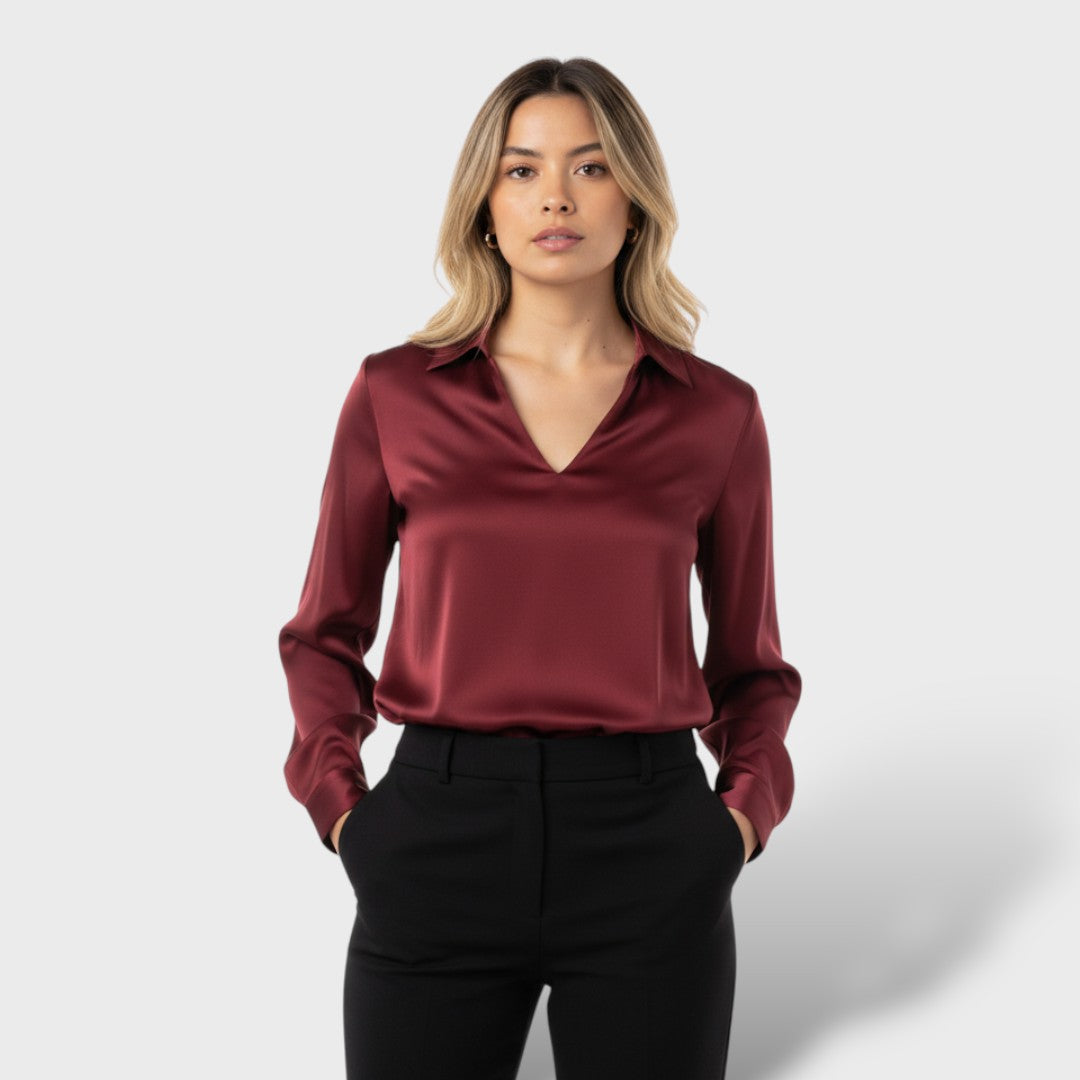 Blusa de satén elegante mujer