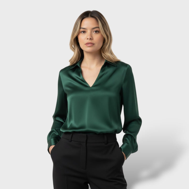 Blusa de satén elegante mujer