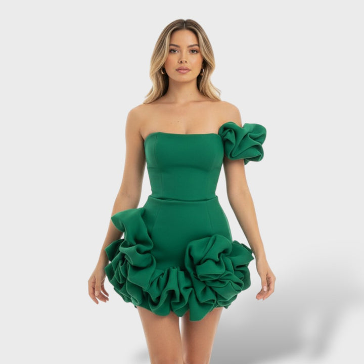 Vestido Mini Elegante Volantes