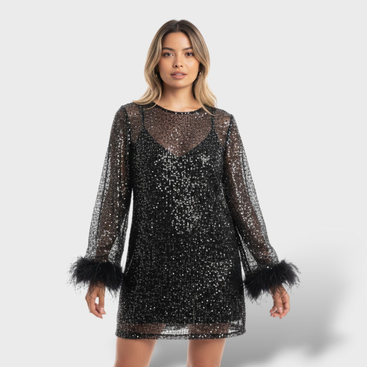 Vestido Cóctel Metálico Mujer