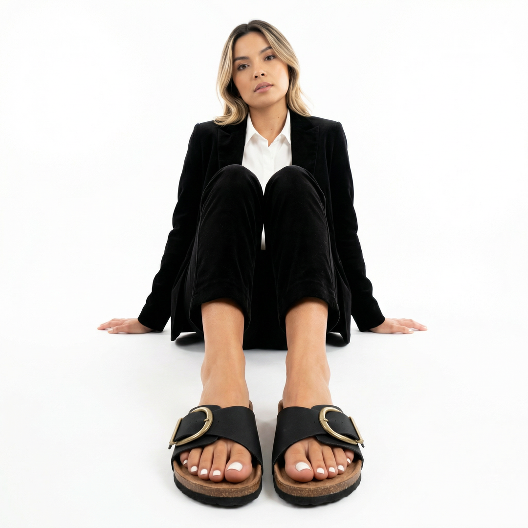 Sandalias de mujer en corcho con diseño de tiras ajustables