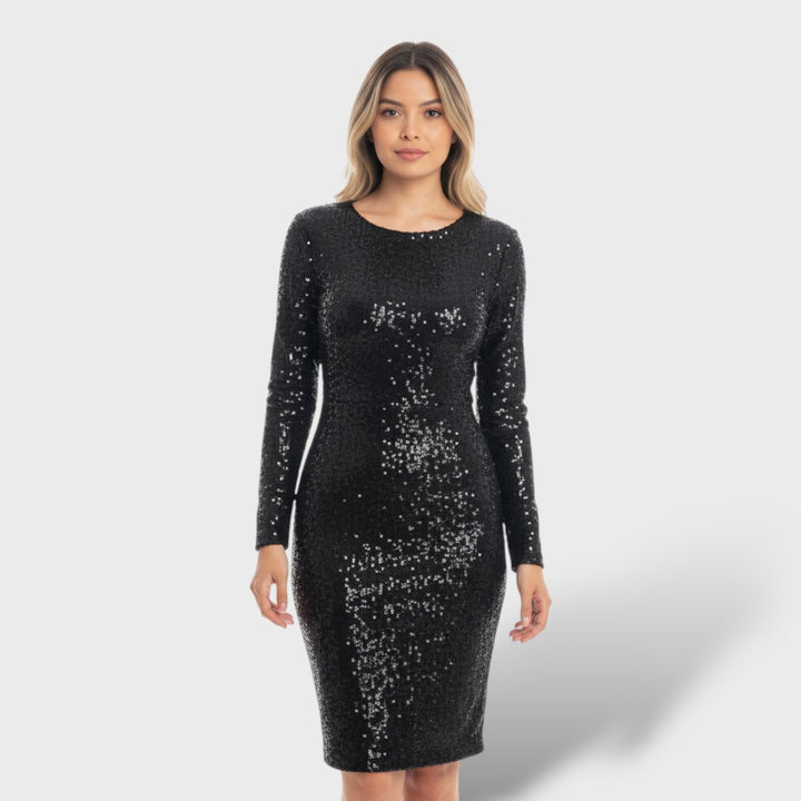 Vestido Formal Elegante con Lentejuelas y Abertura