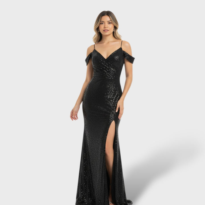 Vestido de Fiesta Lentejuelas Hombros Descubiertos