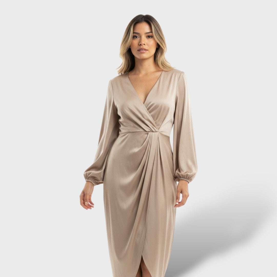 Vestido Elegante Manga Farol Mujer