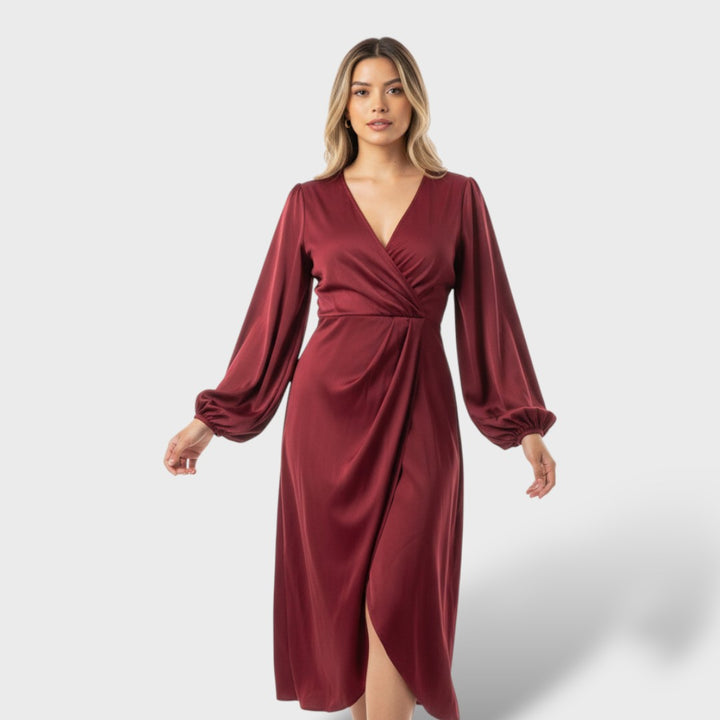 Vestido Elegante Manga Farol Mujer