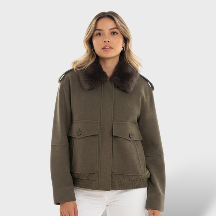 Abrigo casual con cuello desmontable mujer