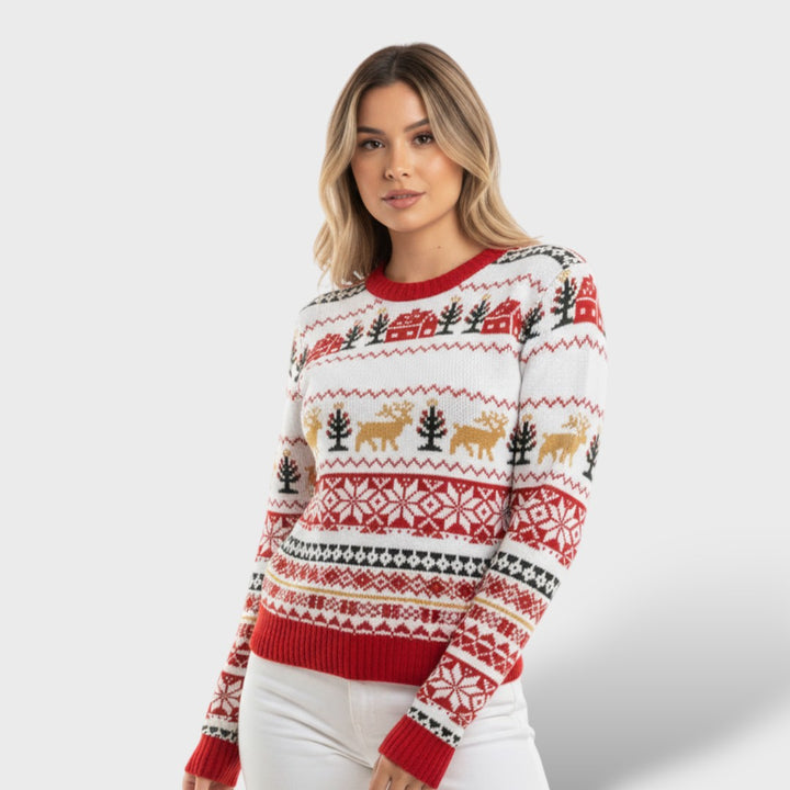 Suéter Navidad Mujer Ciervo Redondo