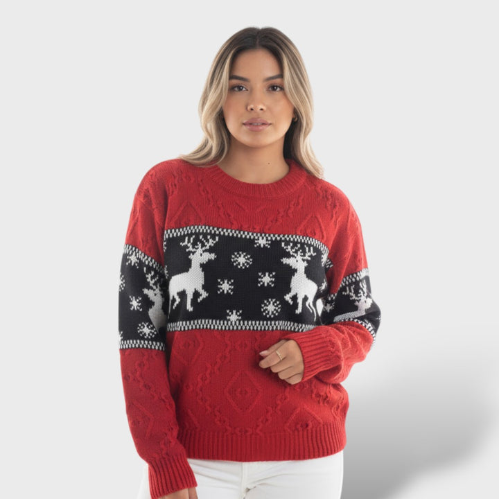 Suéter Navideño Mujer Copos y Reno