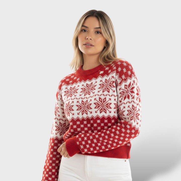 Suéter Mujer Navidad Copos Elegante