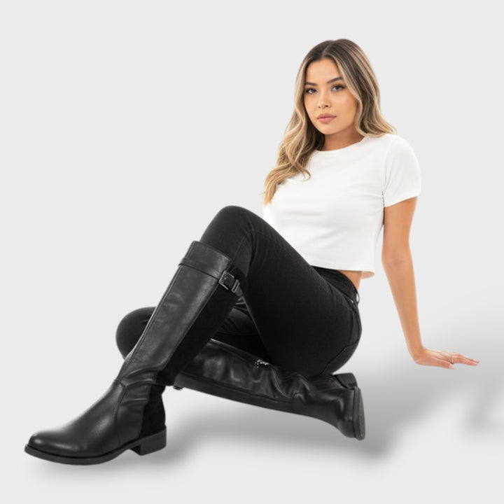 Botas Altas Retro con Hebilla – Estilo Caballero Moderno