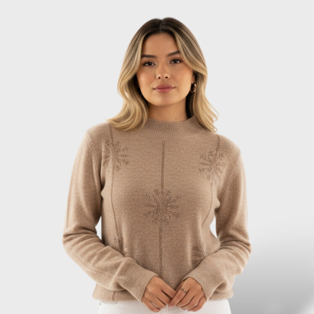 Suéter Navideño Rojo Cuello Alto Mujer