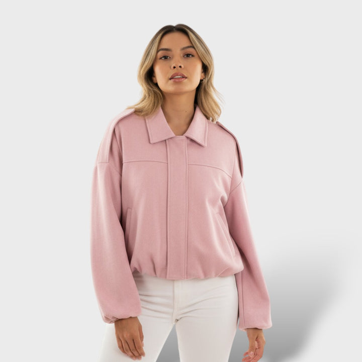Cazadora Bomber con Cuello Solapa y Estilo Vintage