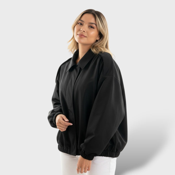 Cazadora Bomber con Cuello Solapa y Estilo Vintage