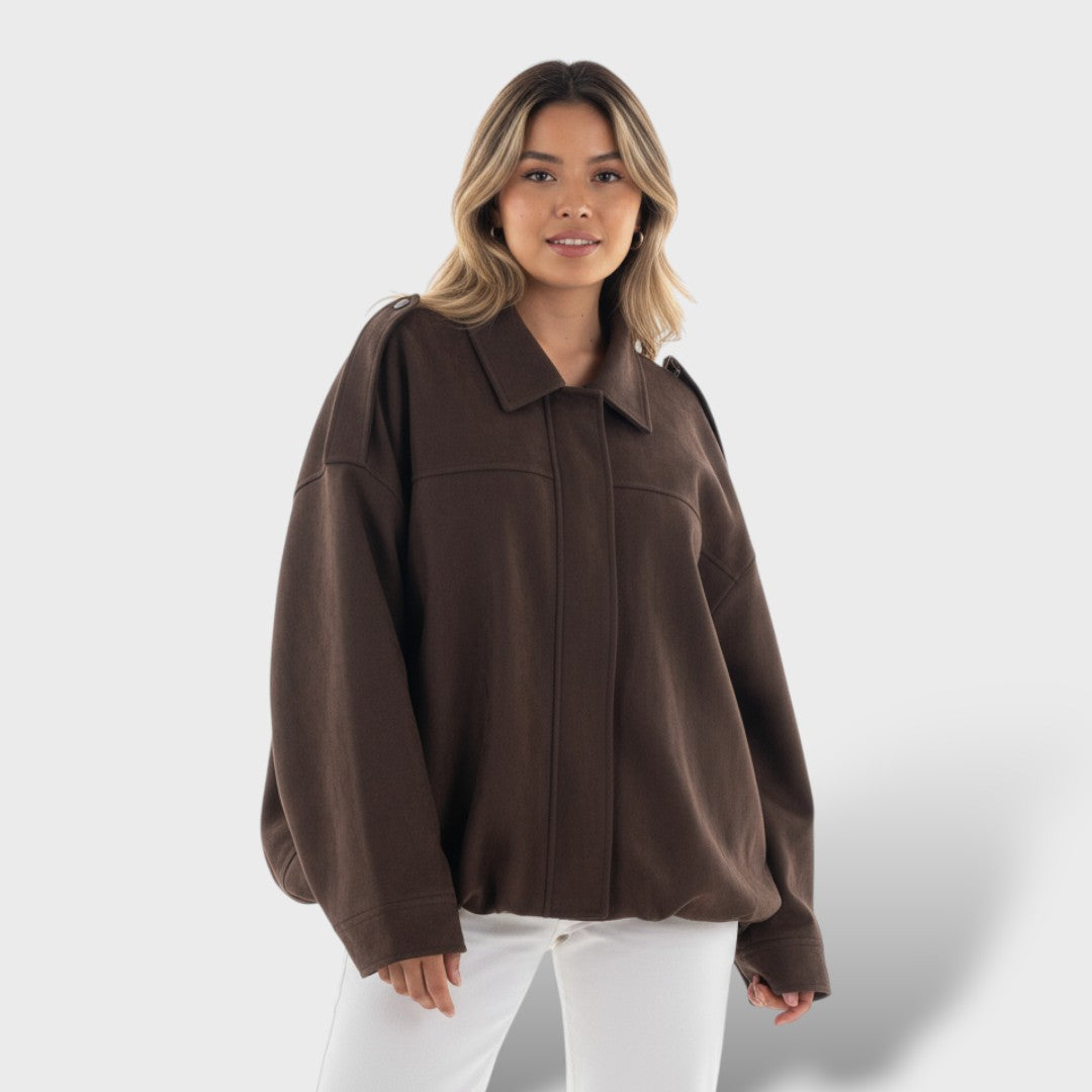 Cazadora Bomber con Cuello Solapa y Estilo Vintage