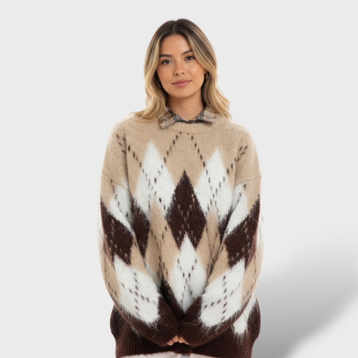 Suéter Mujer Cuadros Retro