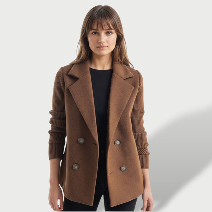 Blazer Mujer Elegante Amora con Mangas de Punto a Rayas