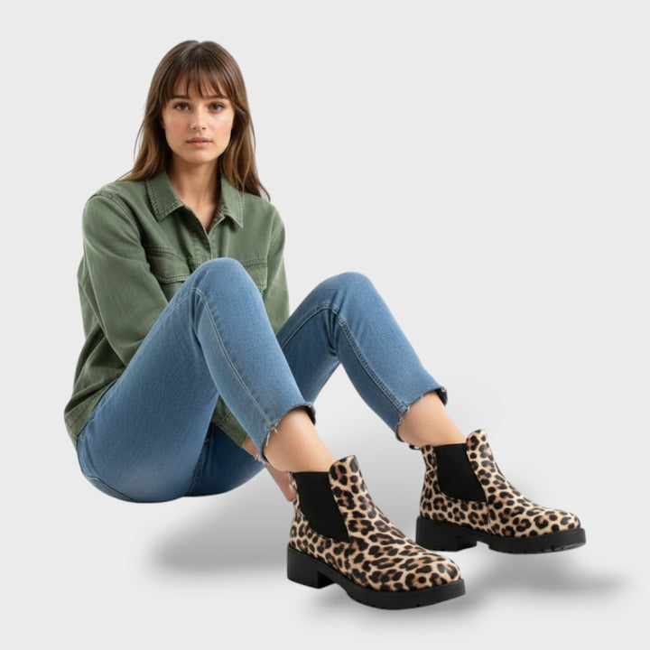 Botas Chelsea Mujer Estilo Leopardo
