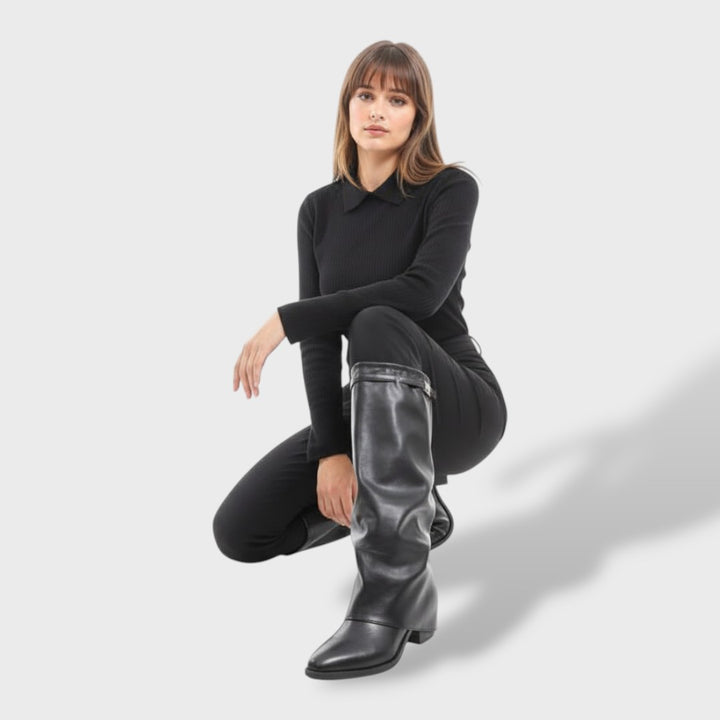 Botas Altas Mujer Tacón Grueso Shark Style