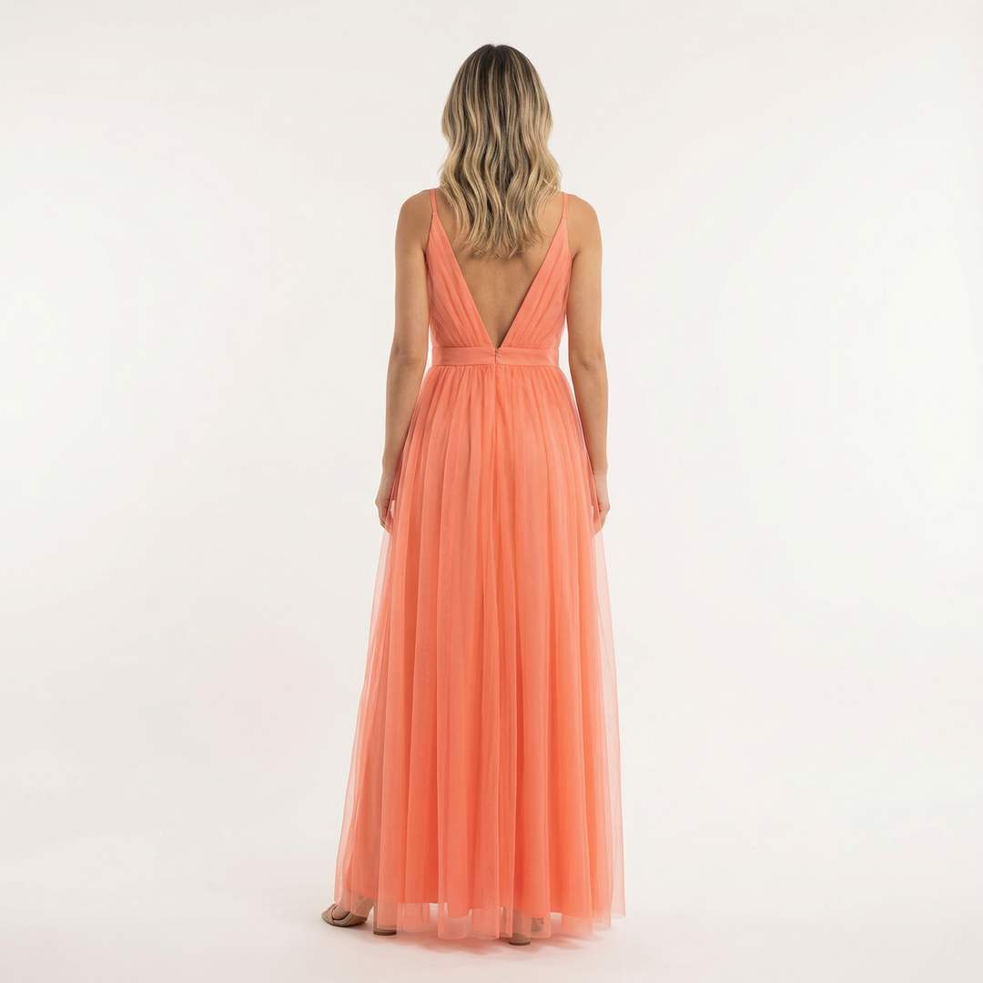 Vestido Largo de Fiesta Coral