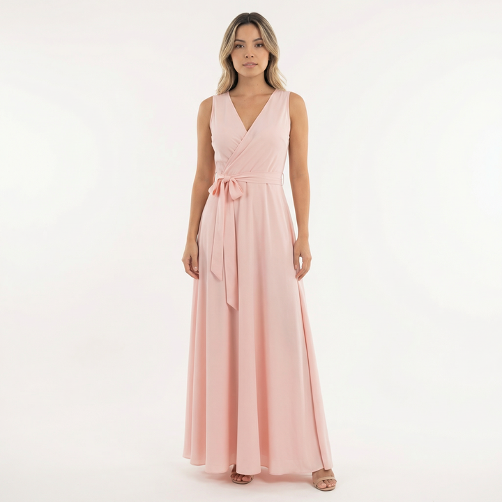 Vestido Largo Elegante Escote Pico