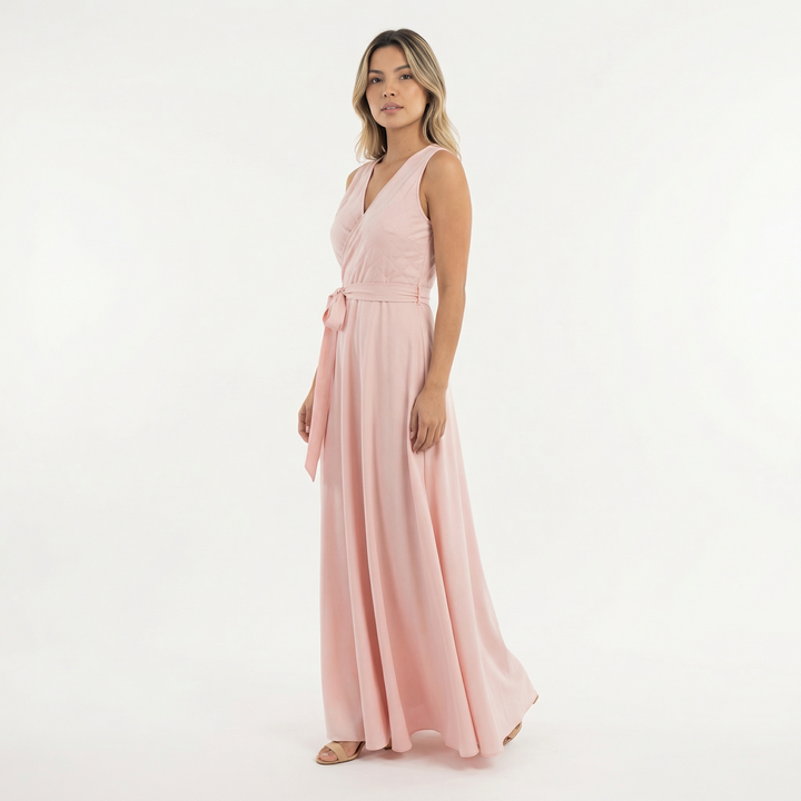 Vestido Largo Elegante Escote Pico