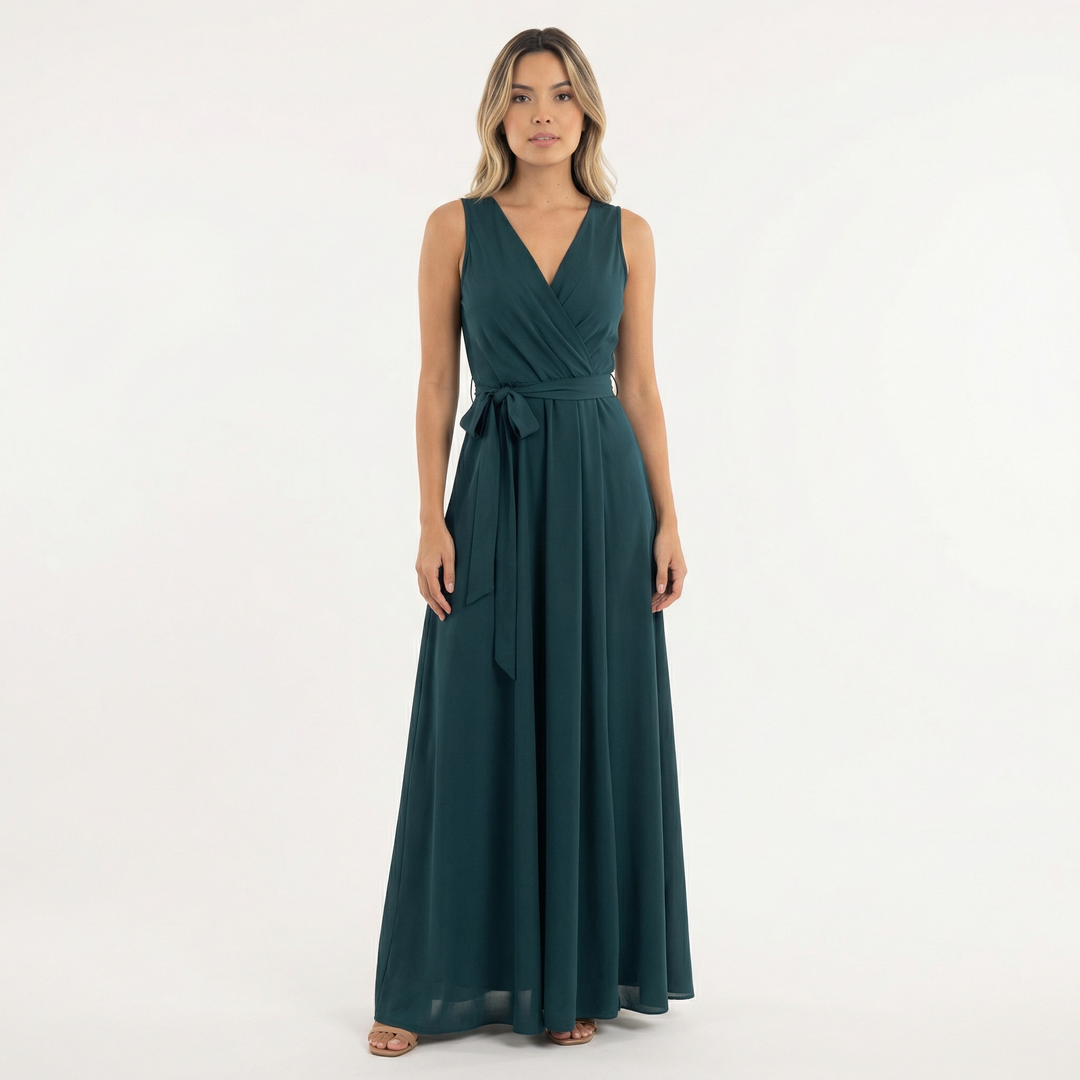 Vestido Largo Elegante Escote Pico