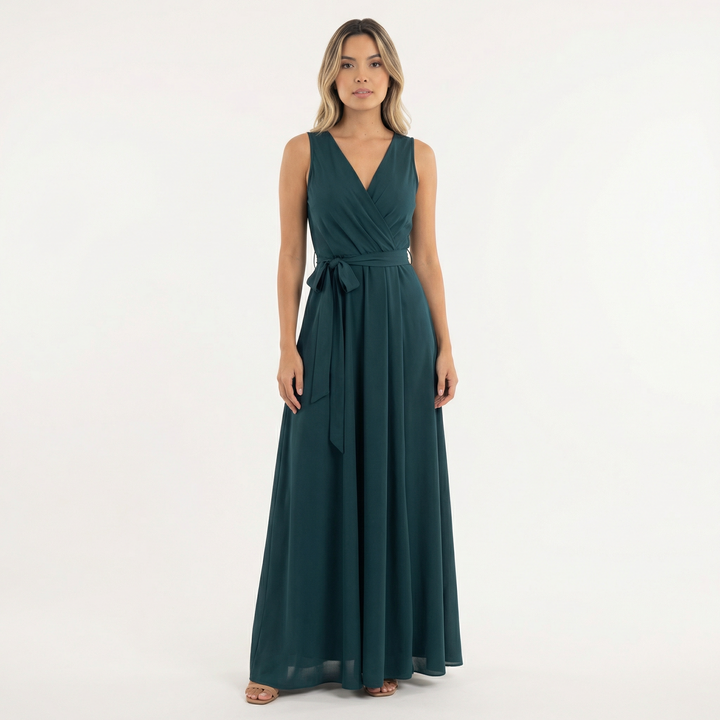 Vestido Largo Elegante Escote Pico