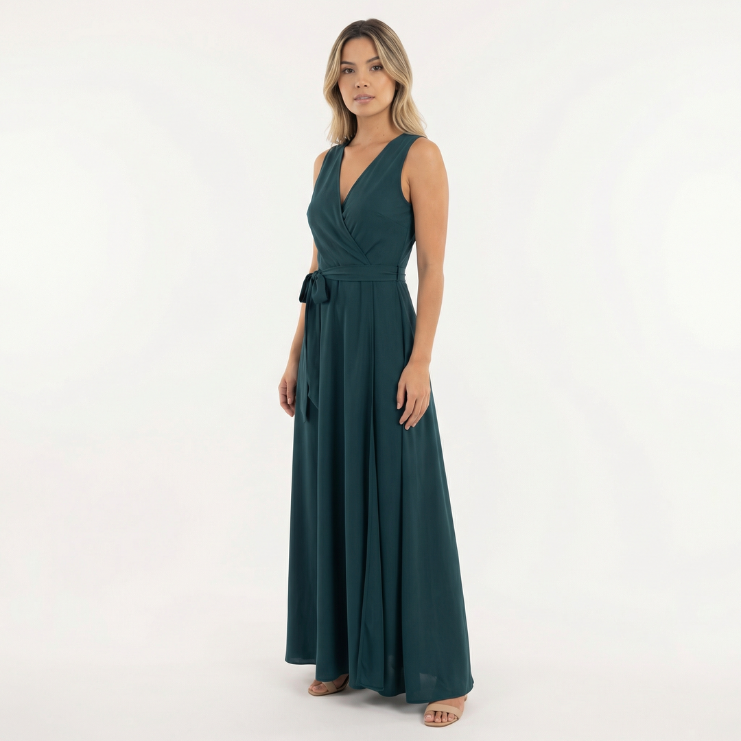 Vestido Largo Elegante Escote Pico