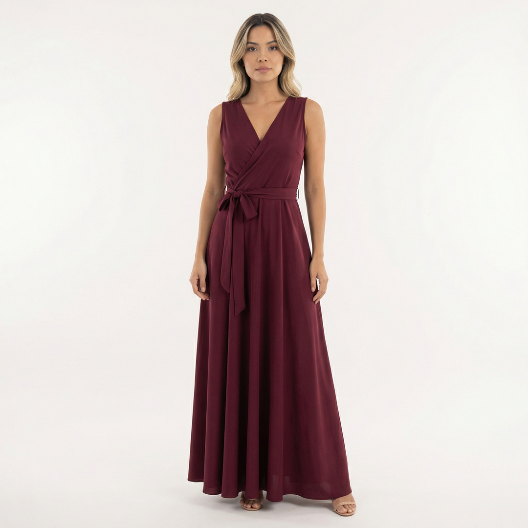 Vestido Largo Elegante Escote Pico