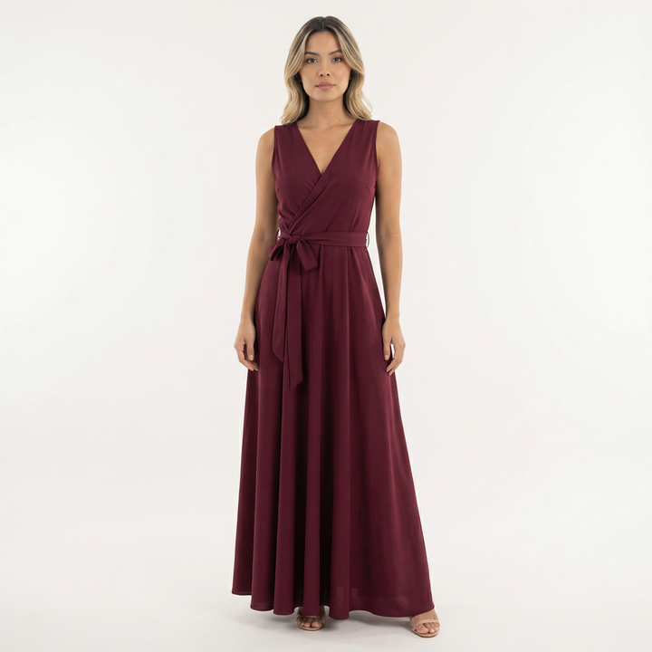 Vestido Largo Elegante Escote Pico