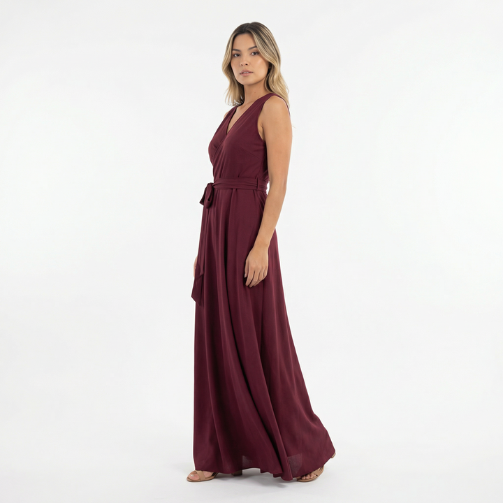 Vestido Largo Elegante Escote Pico