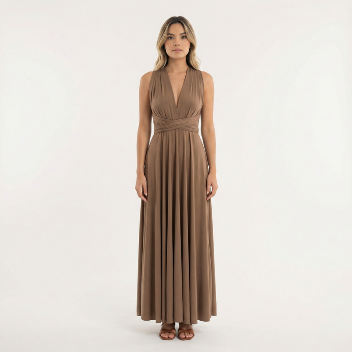 Vestido Largo Elegante Escote Profundo