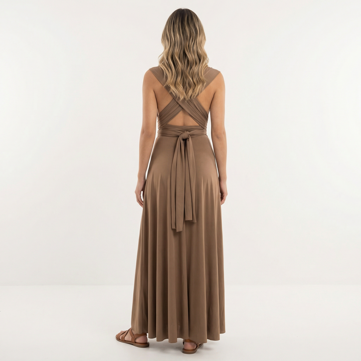 Vestido Largo Elegante Escote Profundo