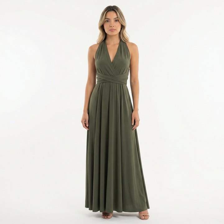 Vestido Largo Elegante Escote Profundo