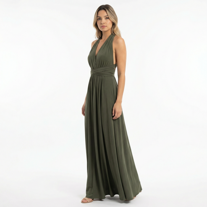Vestido Largo Elegante Escote Profundo