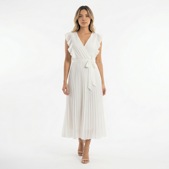 Vestido Midi con Volantes Elegante