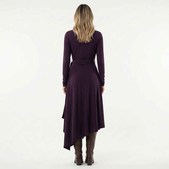 Vestido Largo Asimétrico Cuello Alto